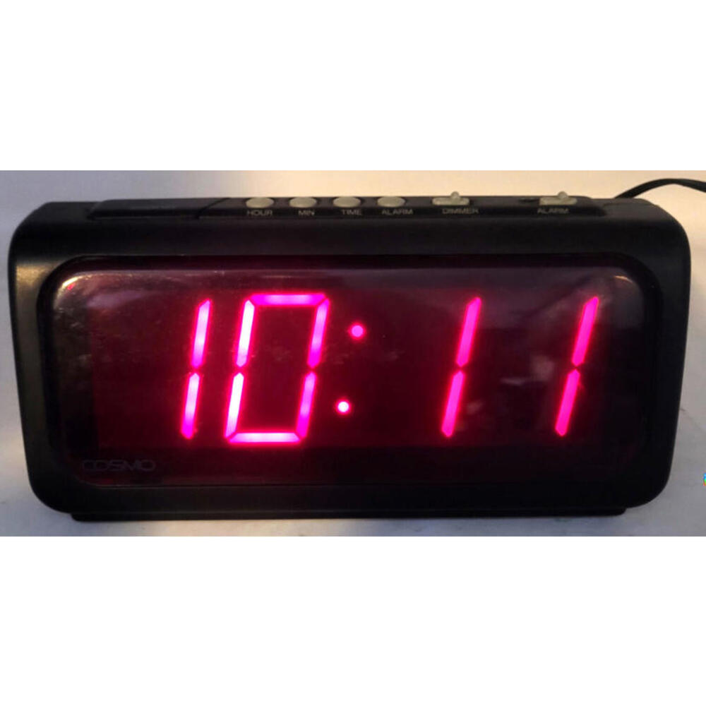 Cosmo Model No E555 Red LED Digital Alarm Clock Black Vintage
